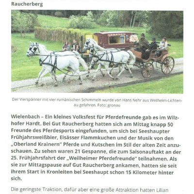 25. Jubil&auml;um-Fr&uuml;hjahrsfahrt der Weilheimer Pferdefreunde e.V.